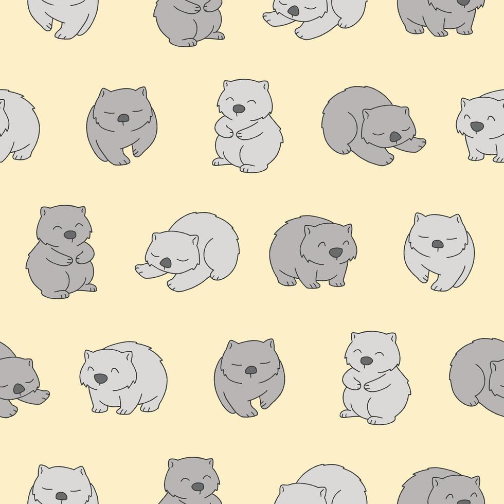 Cute wombat cartoon pattern design vector