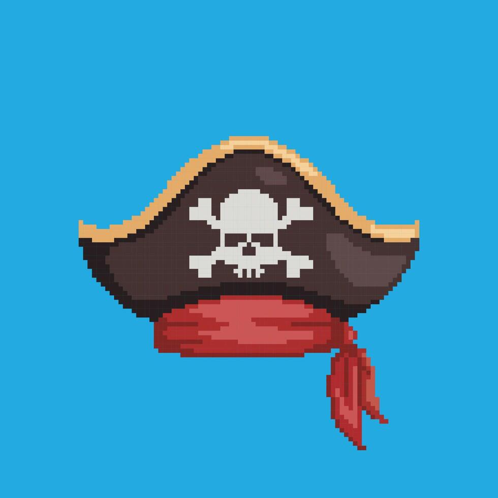 pirate hat pixel art vector