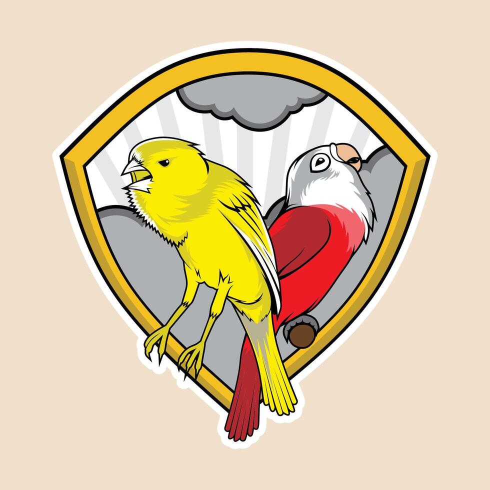 small yellow and red bird Canary parrot vector