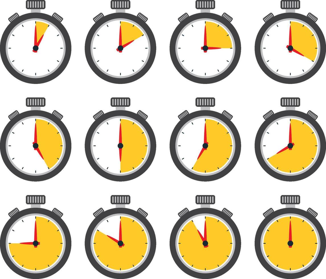 Collection of Stopwatches Showing Time vector