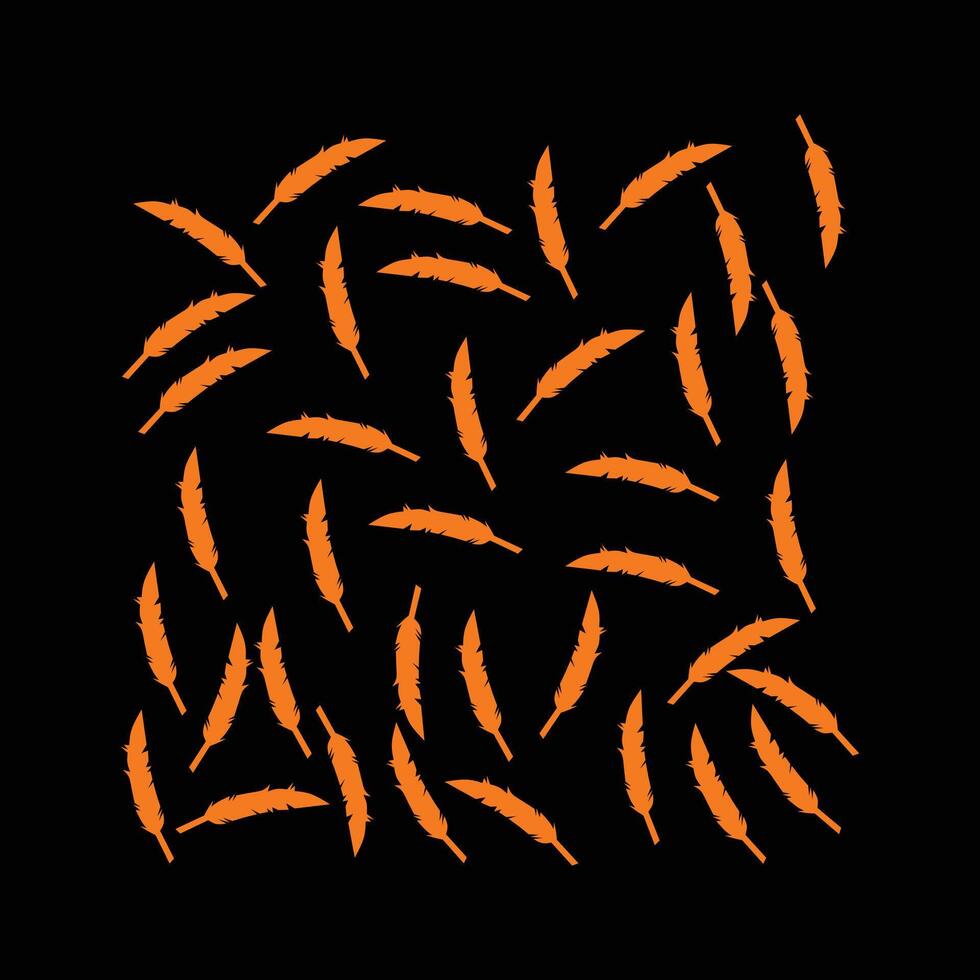 Scattered Orange Feathers Pattern vector