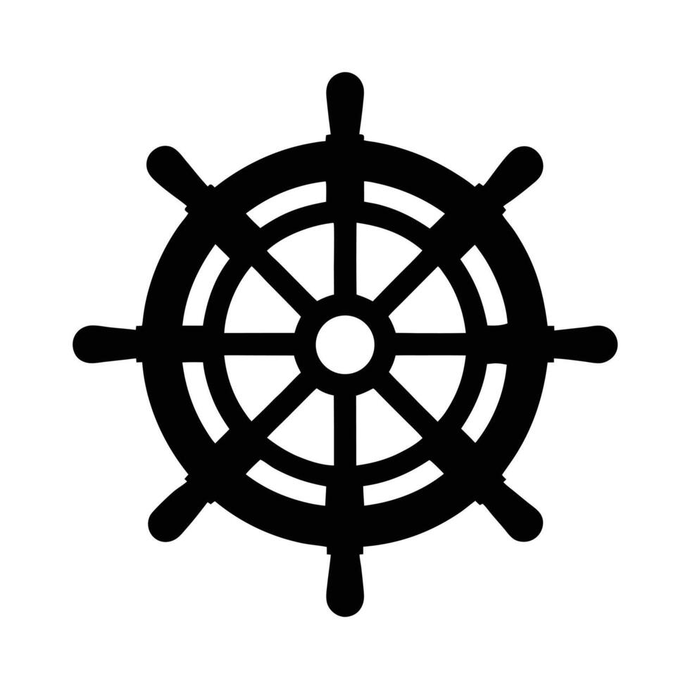 Ship Wheel Silhouette Stencil Icon vector