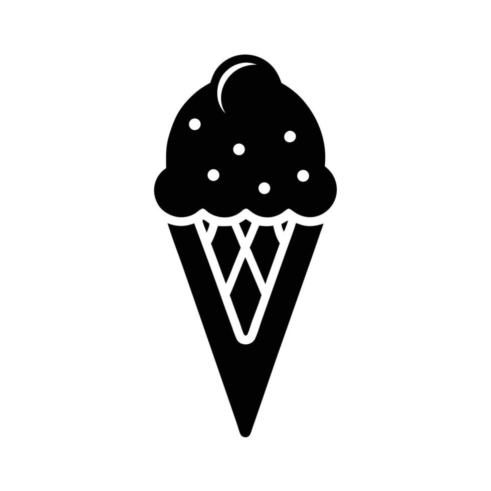 Ice Cream Cone Silhouette Stencil Icon vector