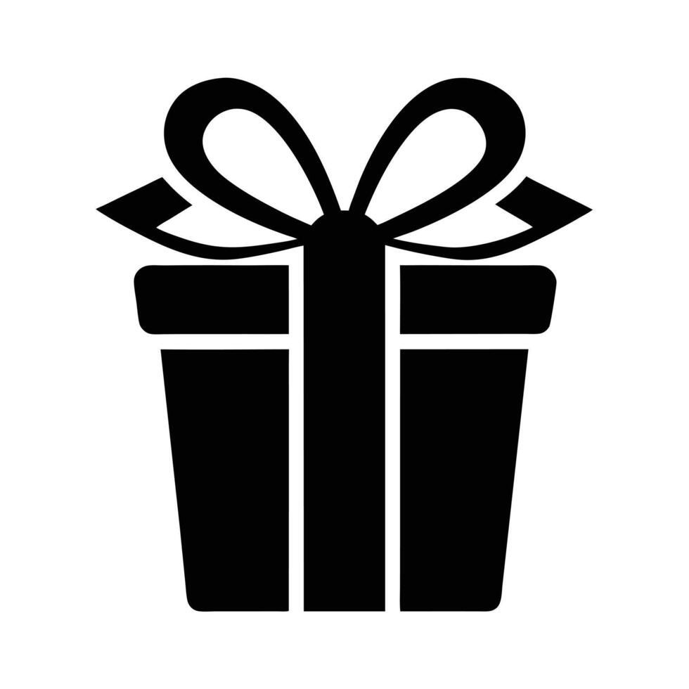 Gift Box Ribbon Silhouette Stencil Icon vector