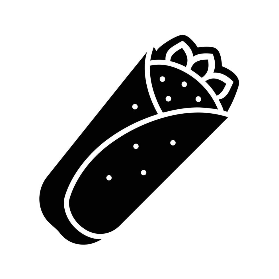 Burrito Wrapped Silhouette Stencil Icon vector