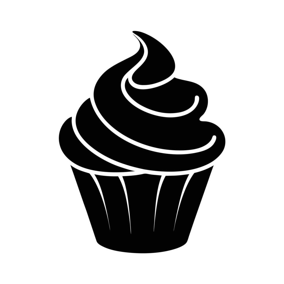 Cupcake Frosting Swirl Silhouette Stencil Icon vector