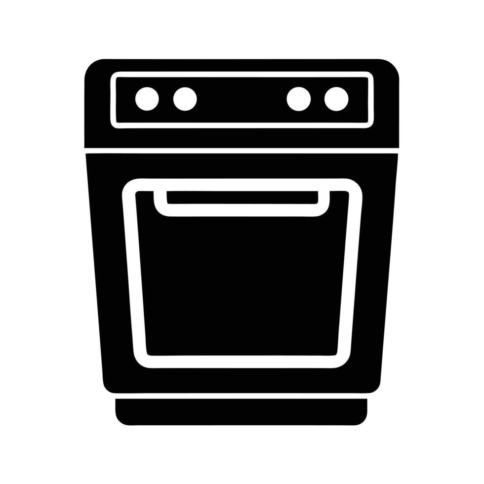 Dishwasher Front View Silhouette Stencil Icon vector