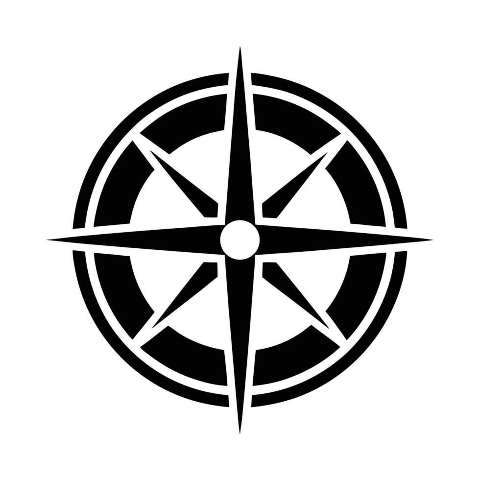 Compass Rose Silhouette Stencil Icon vector