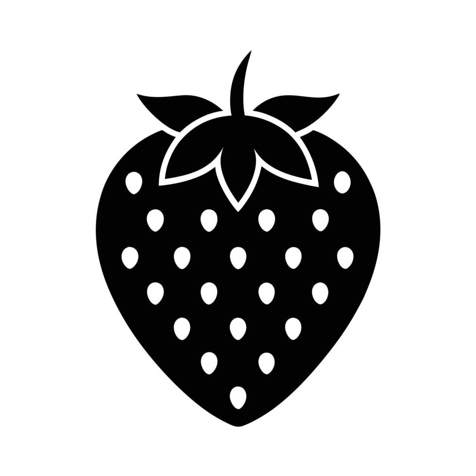 Strawberry With Seeds Silhouette Stencil Icon vector