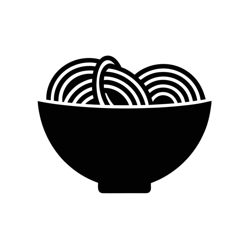 Noodles In Bowl Silhouette Stencil Icon vector
