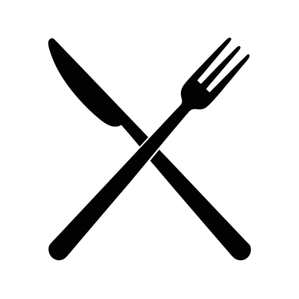 Fork And Knife Crossed Silhouette Stencil Icon vector