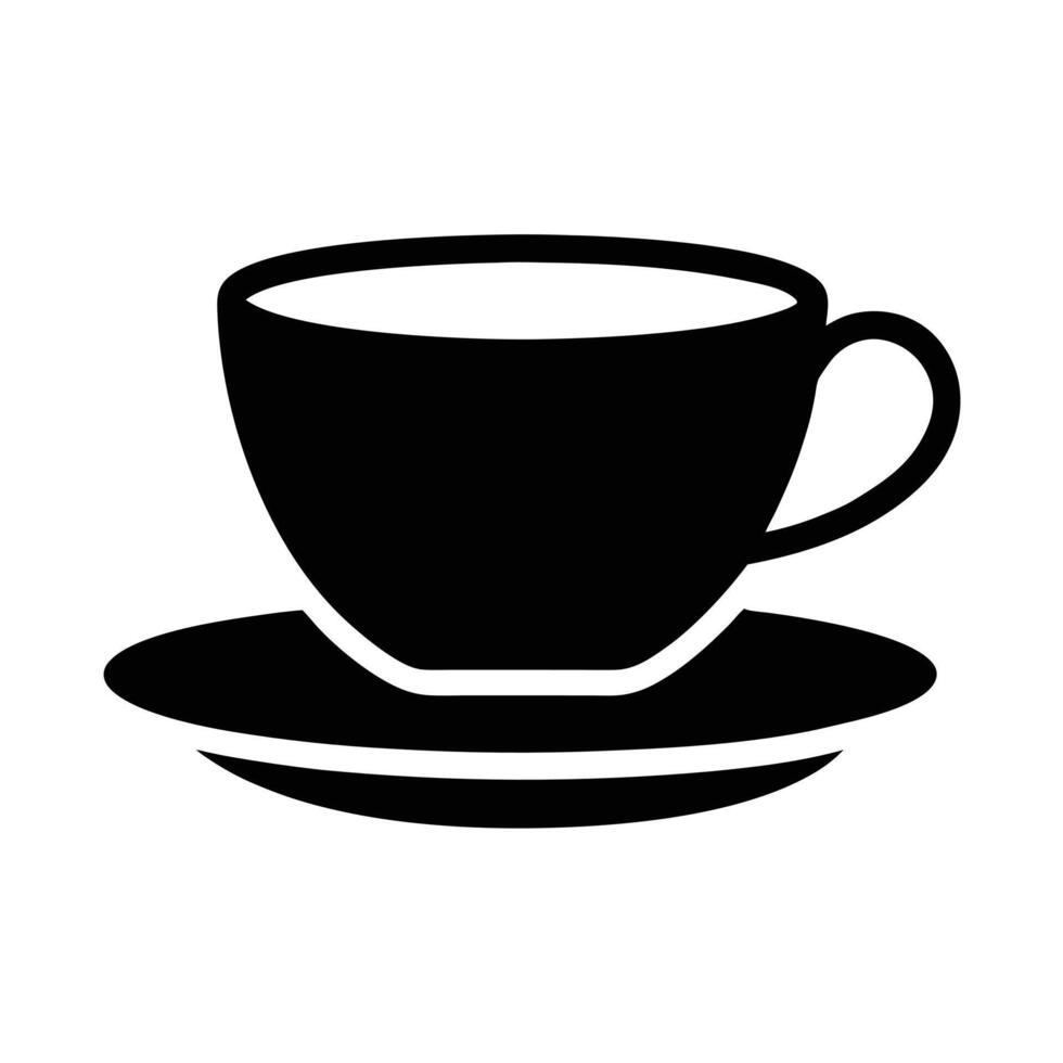 Tea Cup With Saucer Silhouette Stencil Icon vector