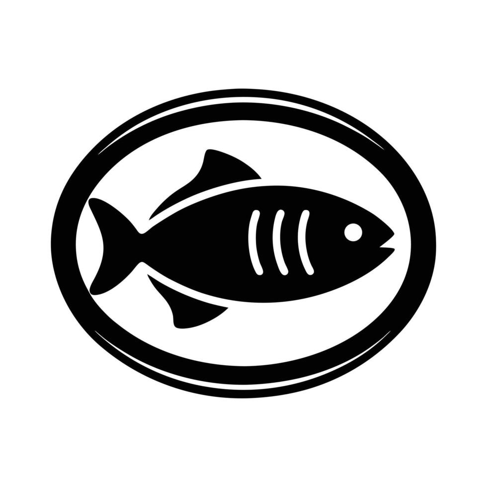 Fish On Plate Silhouette Stencil Icon vector