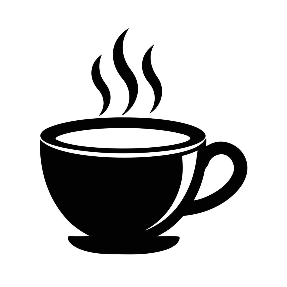 Coffee Cup With Steam Silhouette Stencil Icon vector
