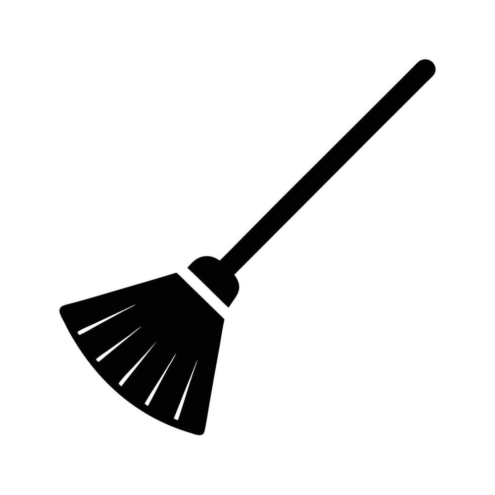 Broom Angled Silhouette Stencil Icon vector