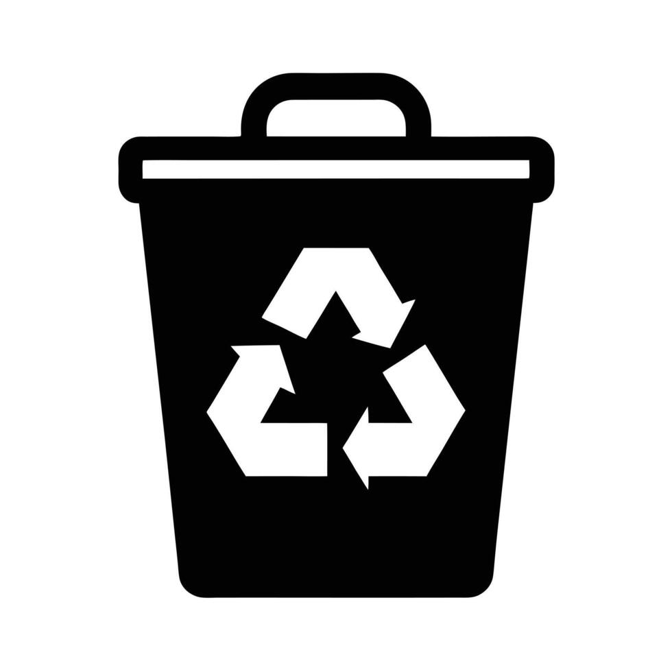 Recycle Bin Symbol Silhouette Stencil Icon vector