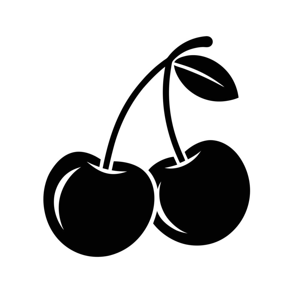 Cherry Pair Silhouette Stencil Icon vector