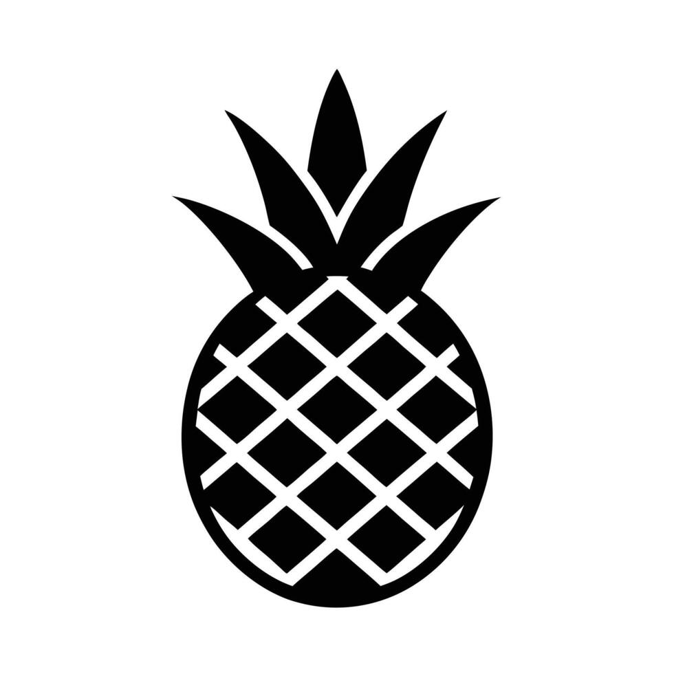 Pineapple Top View Silhouette Stencil Icon vector