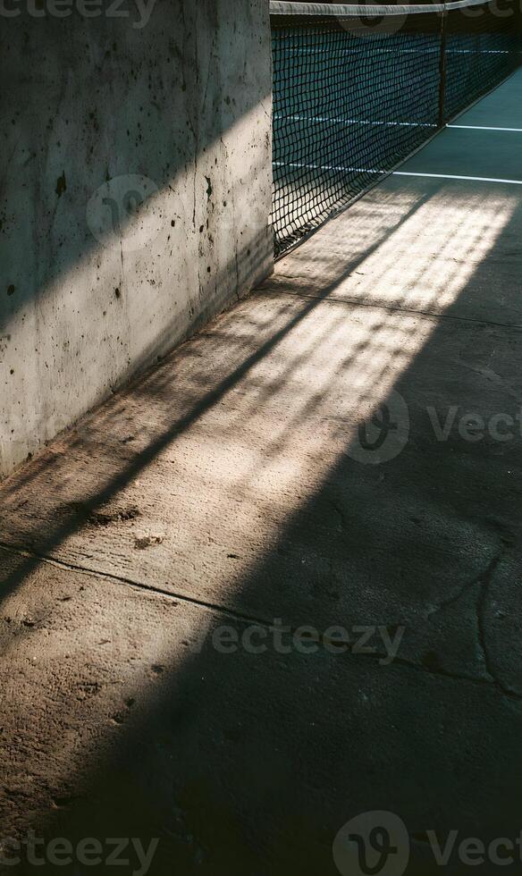 Sunlight casts dynamic shadows on a concrete wall creating an interplay of light and shadow contrasting textures photo