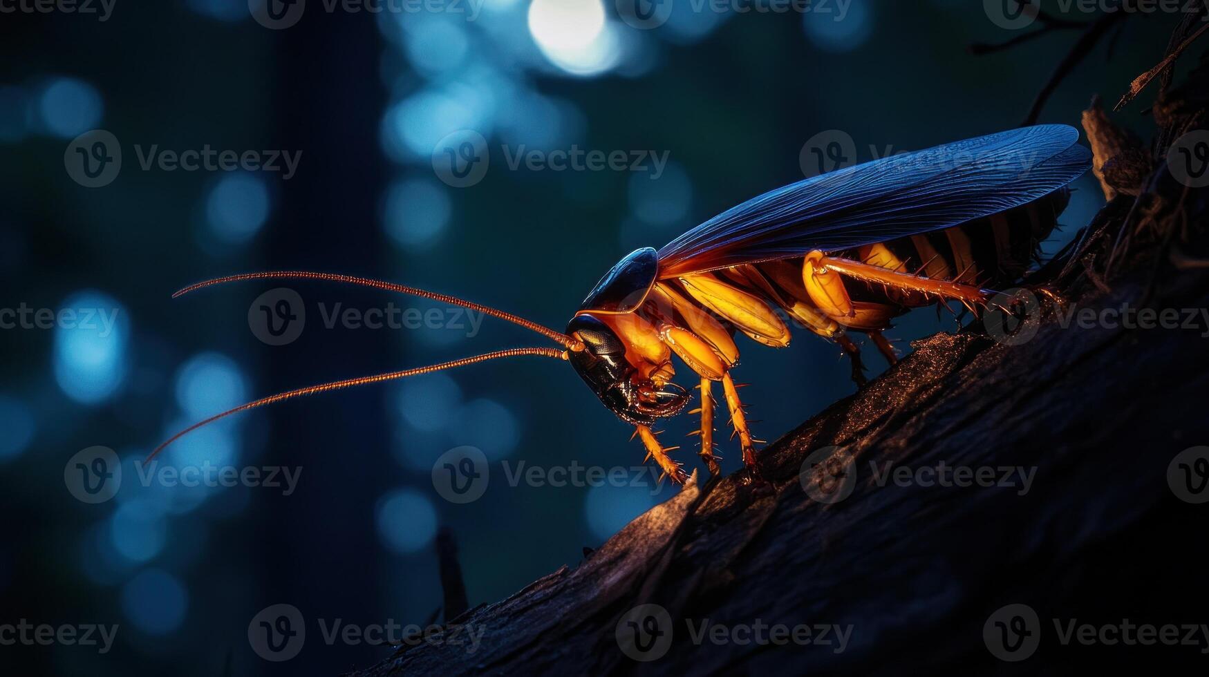 A large cockroach on a tree branch photo