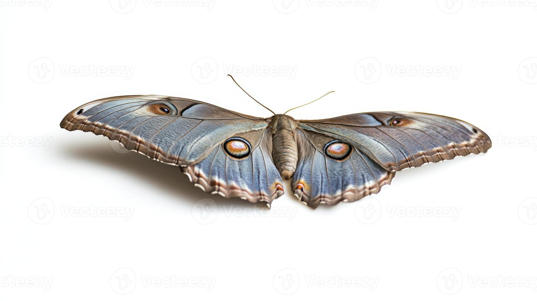 A large blue butterfly with large eyes photo