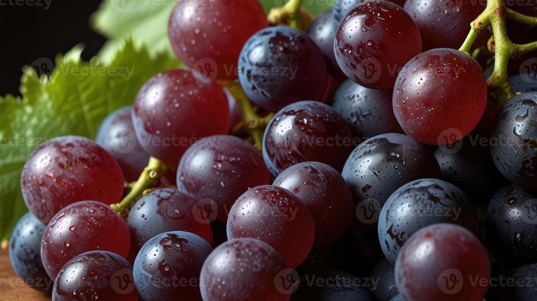 A bunch of grapes on a table photo
