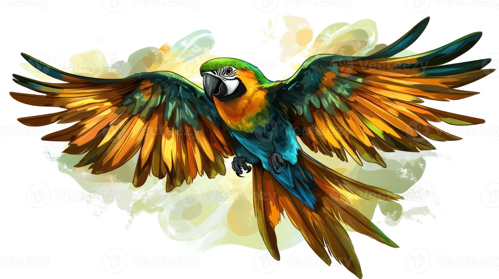Colorful macaw parrot illustration photo