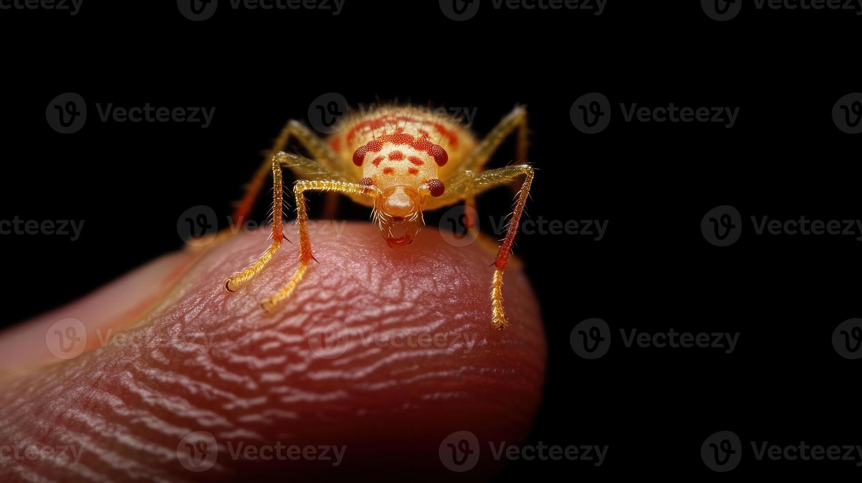 A small insect is sitting on top of a finger photo