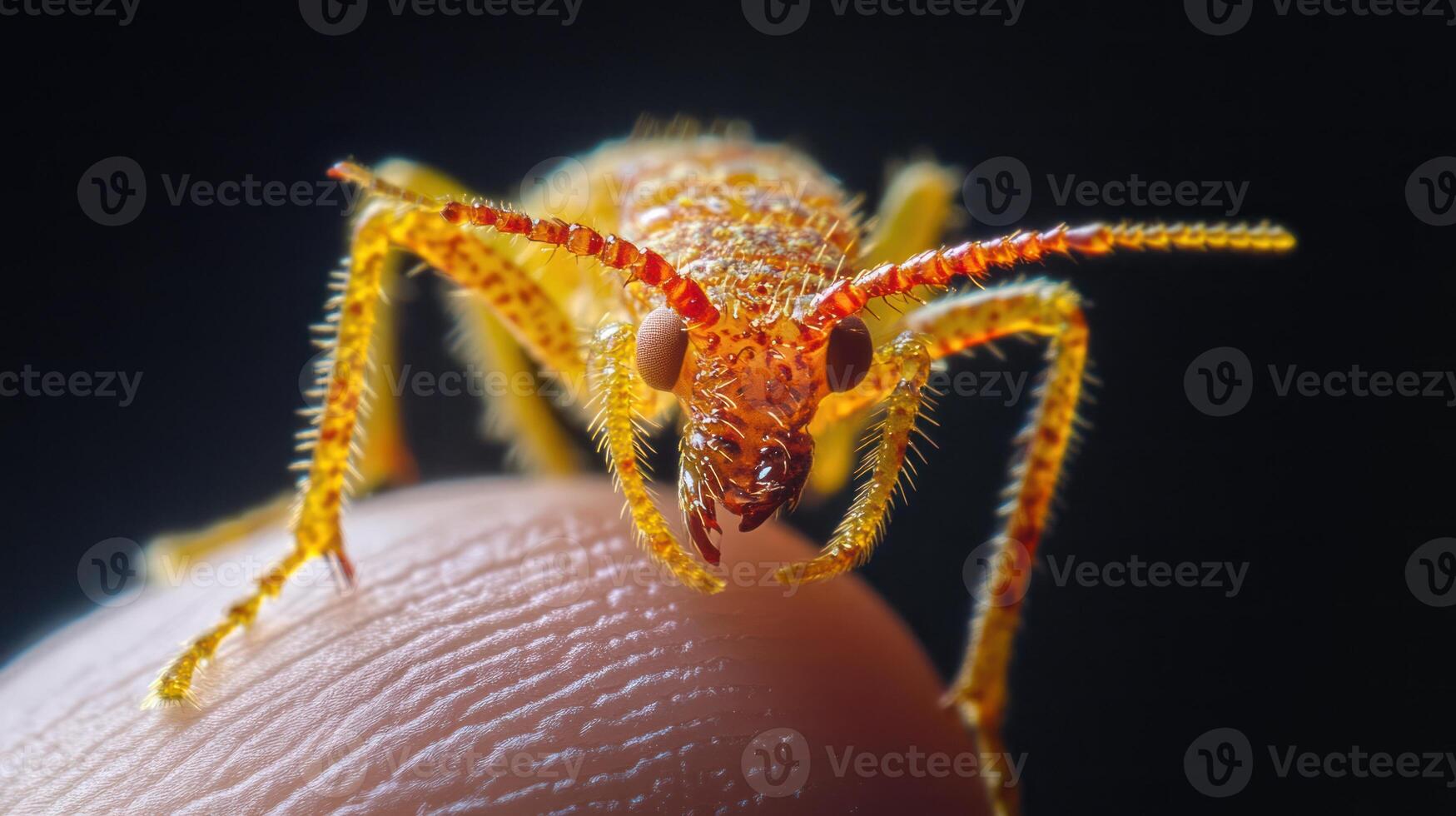 A close up of a small insect on a finger photo