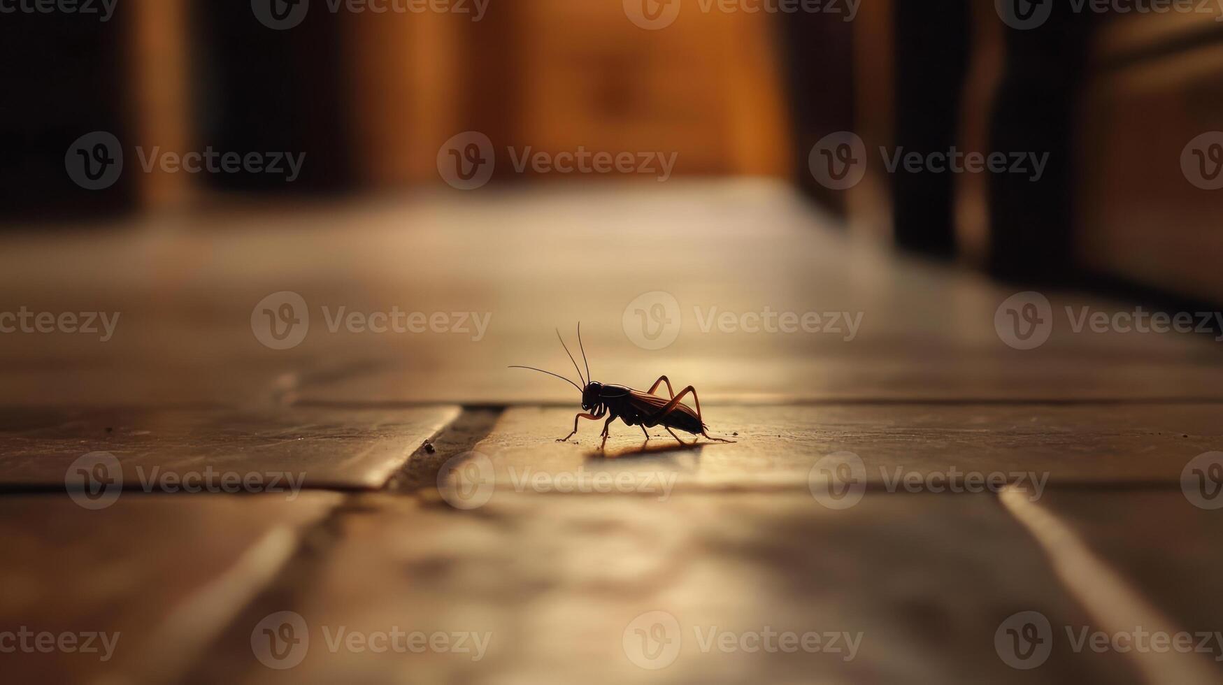 A bug on the floor in a dark room photo