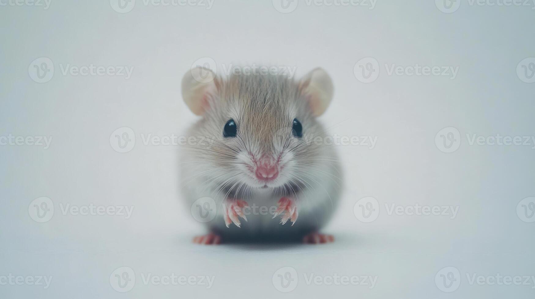 A small mouse is standing on its hind legs photo