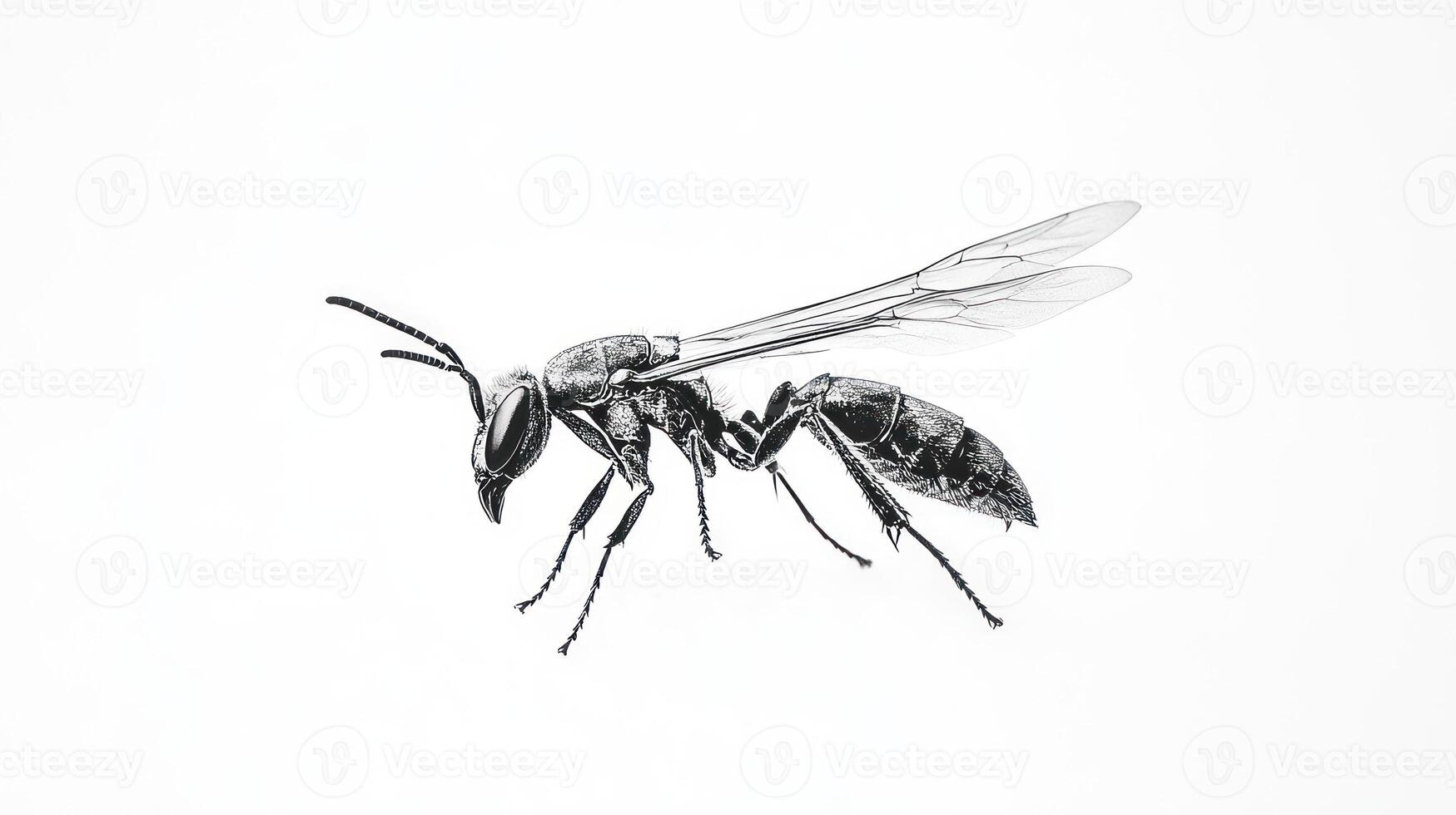 A black and white drawing of a bee photo
