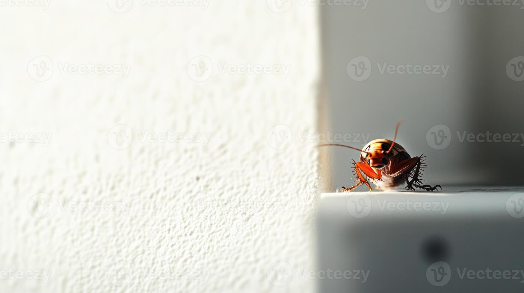 A cockroach on the wall of a room photo