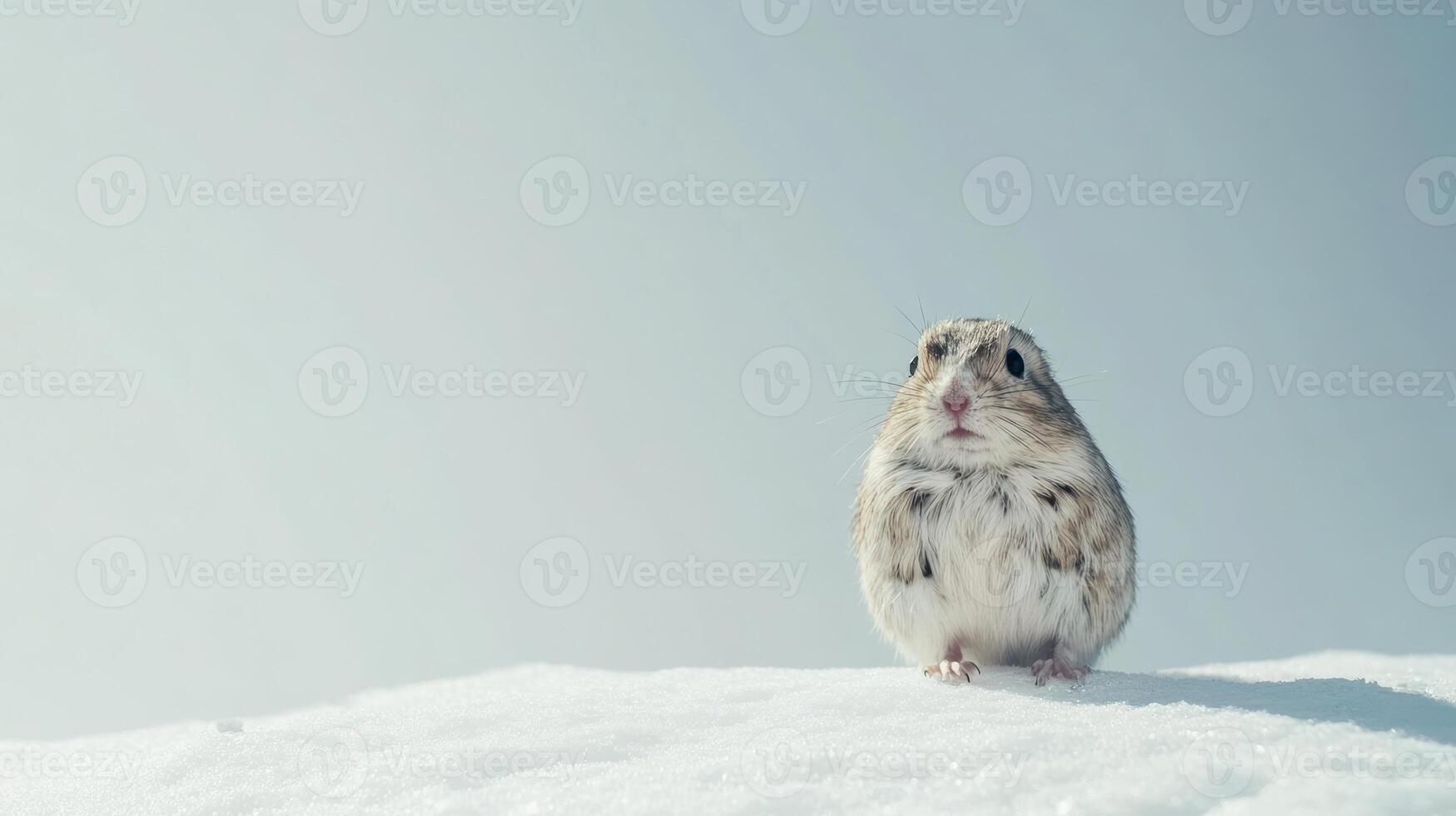 A small animal standing on top of snow photo
