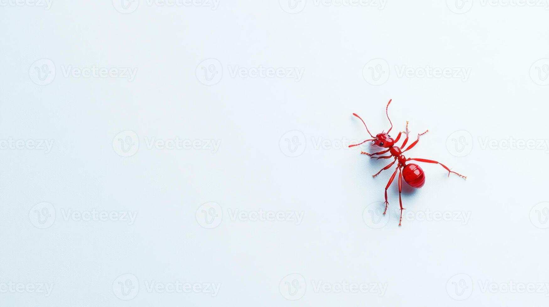A red bug on a white surface photo