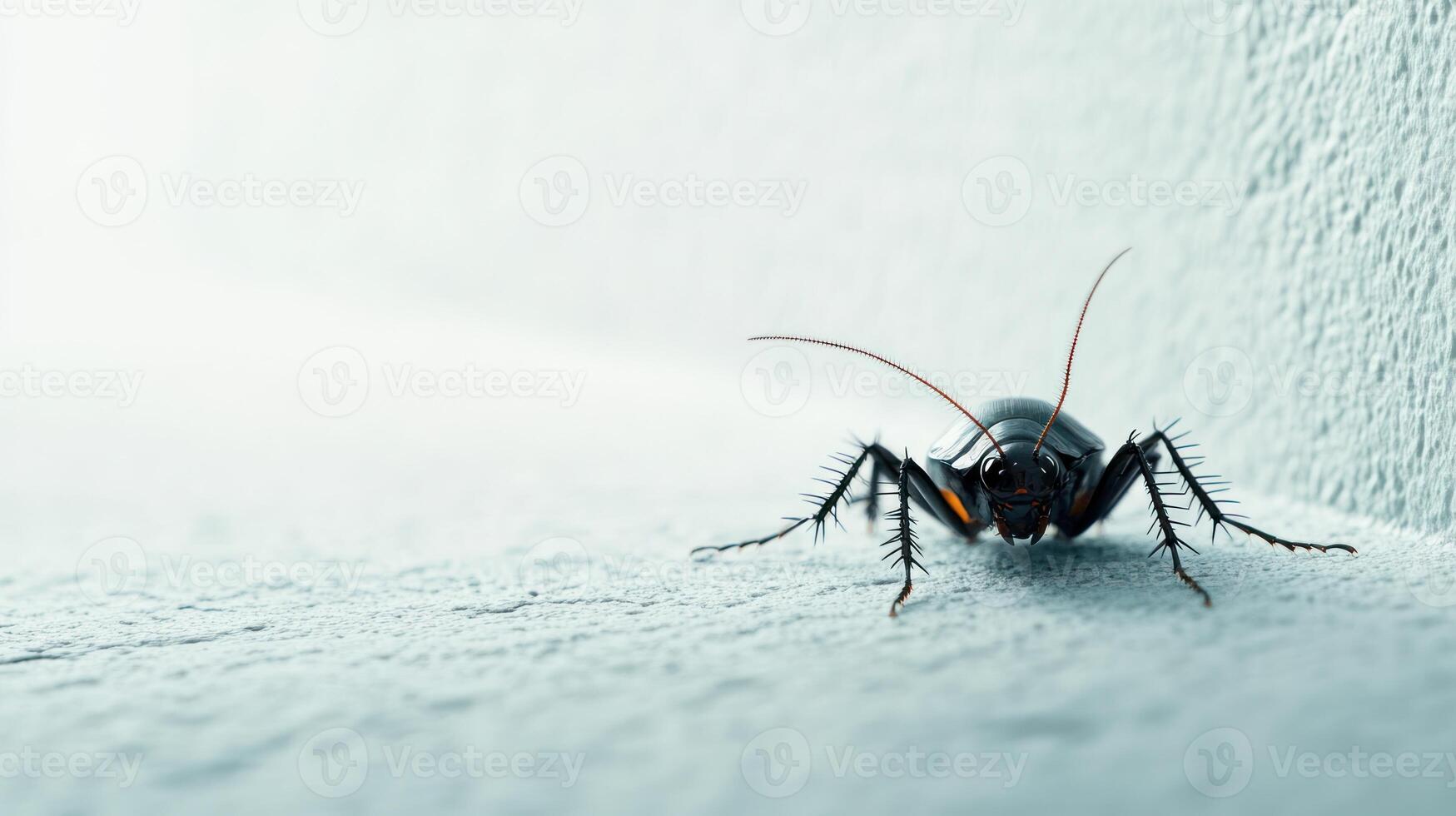 A close up of a cockroach on a wall photo