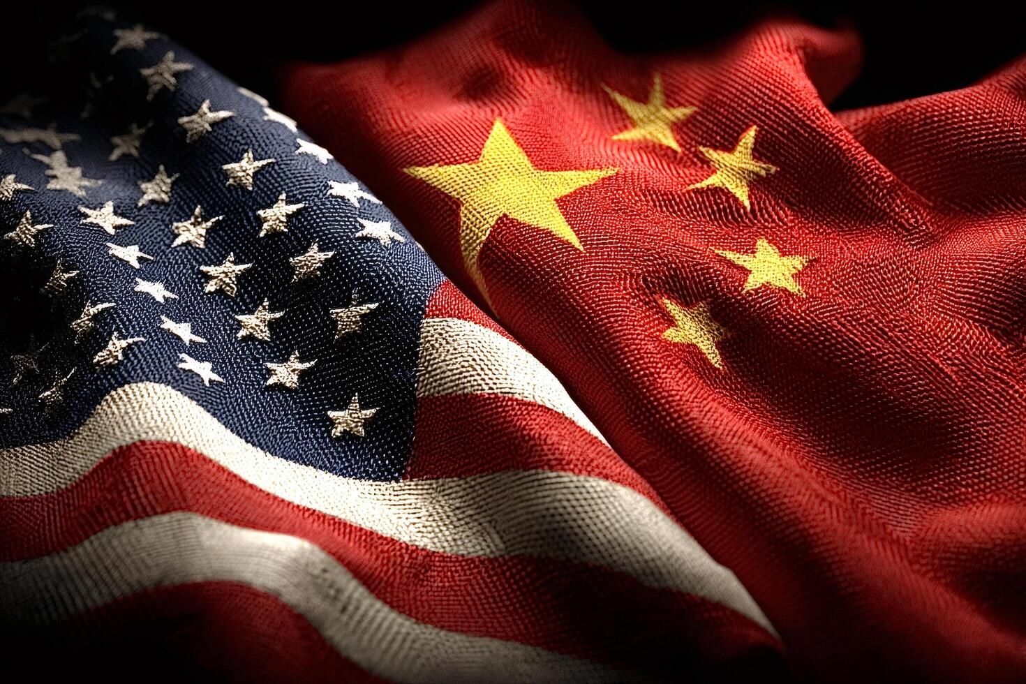 United states and china flags representing international relations photo