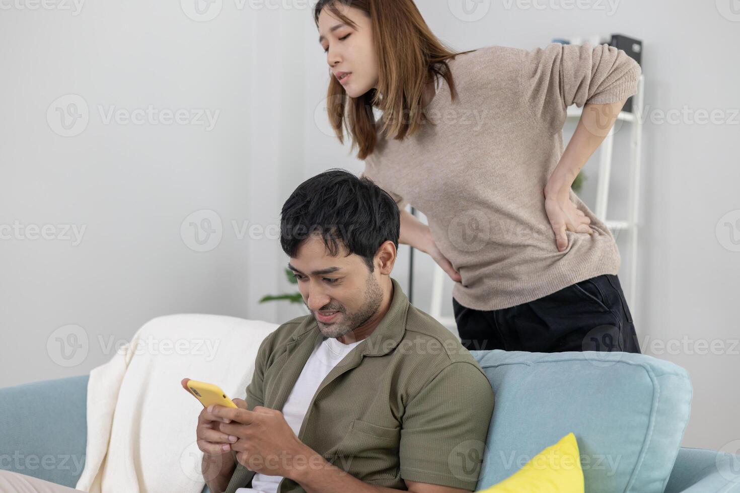 Double dating, husband use phone for call somebody, have a fling, Bit on the side , Commit adultery ,Polygamy, husband was having an affair. family problem, infidelity, divorce, separate. photo