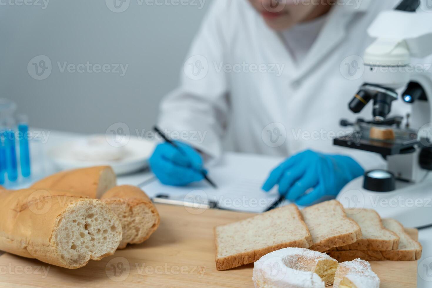 Scientist check chemical and fungus in laboratory. Control experts inspect the concentration of chemical residues. hazards, standard. prohibited substances. Microbiologist photo