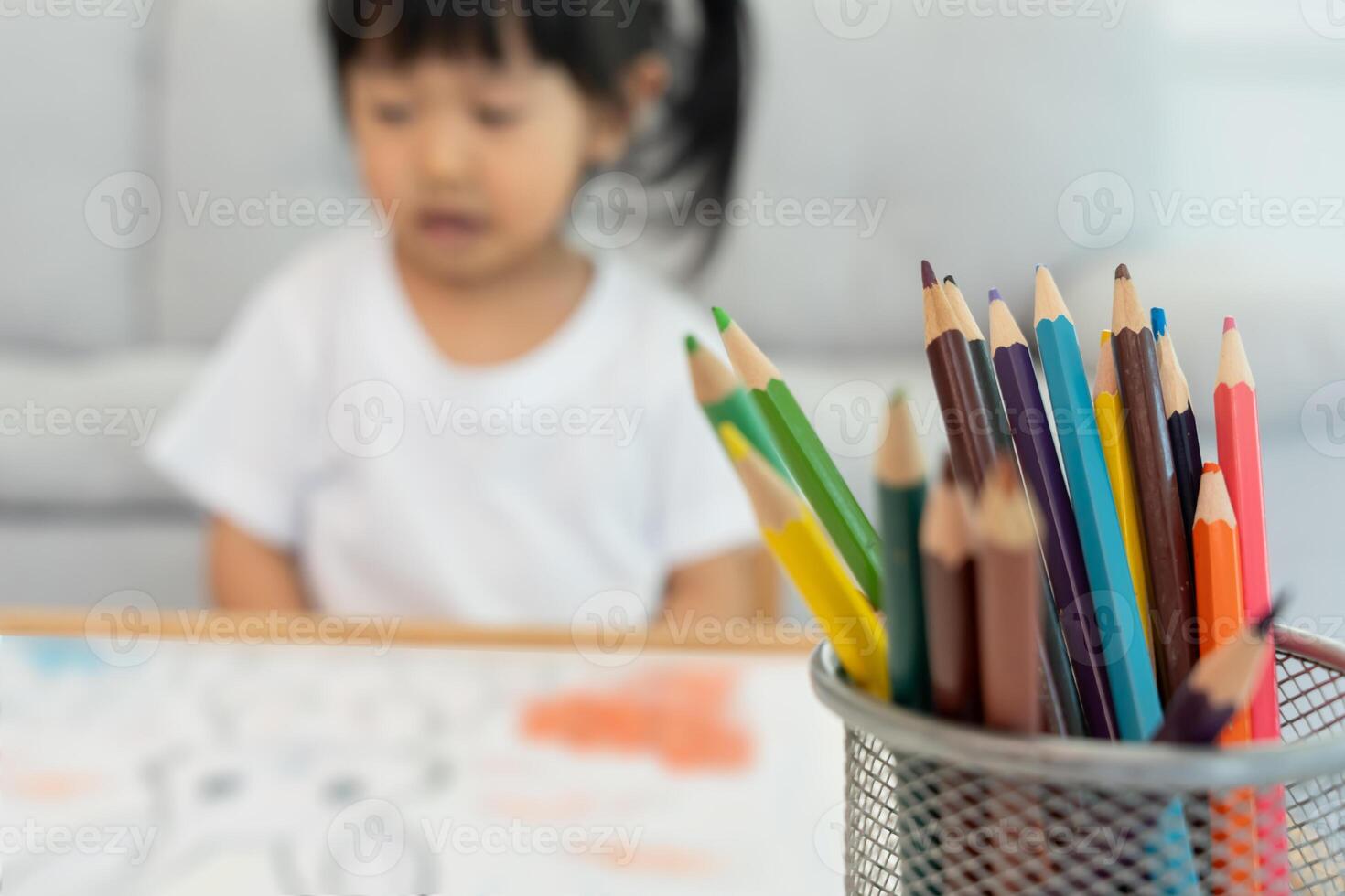children learning and enjoy paint. family is happy and excited in the house. daughter having fun spending time together, Activity, Executive Function, IQ, EQ photo