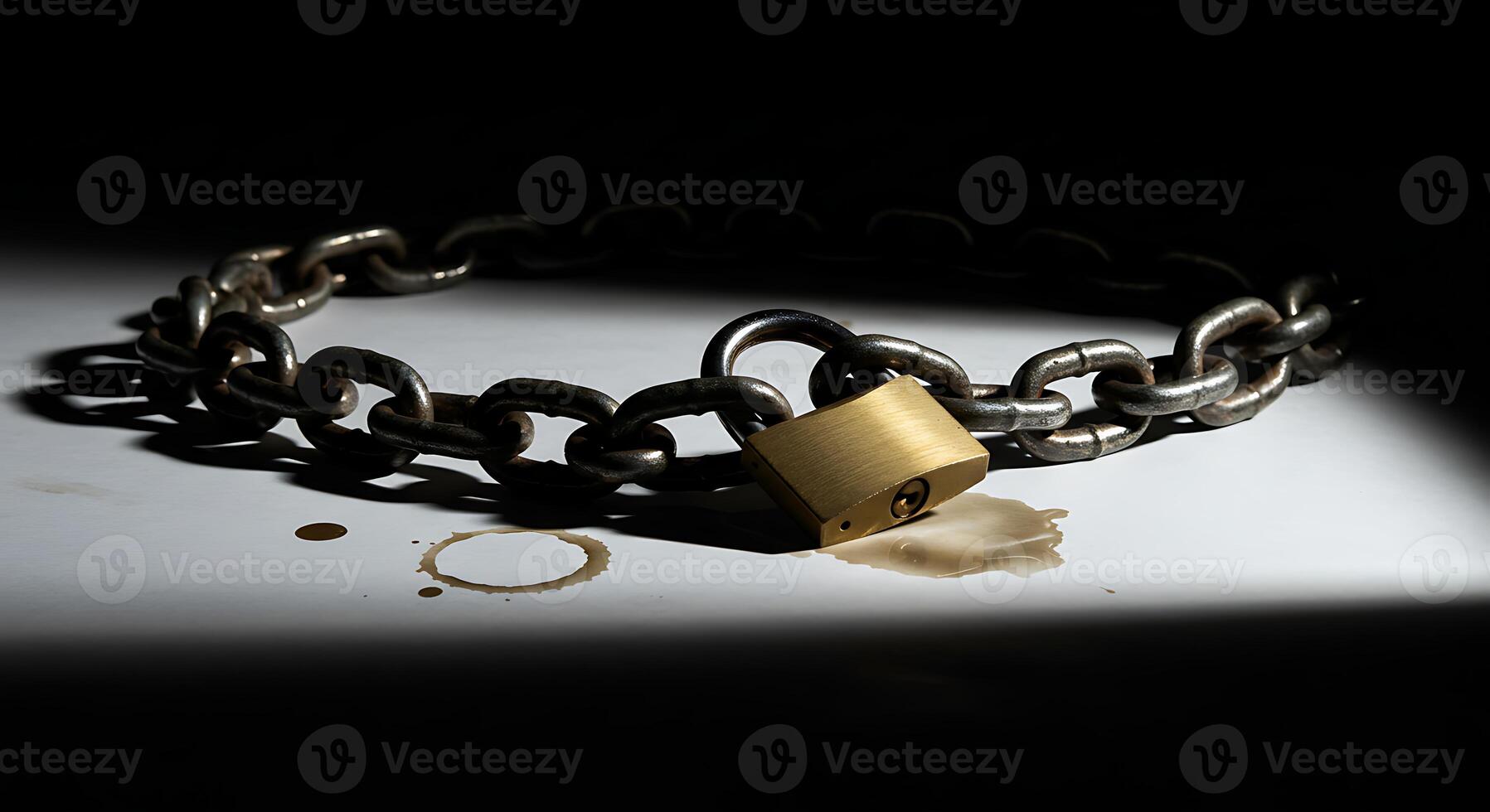 Locking Chain with Padlock Security on Surface photo