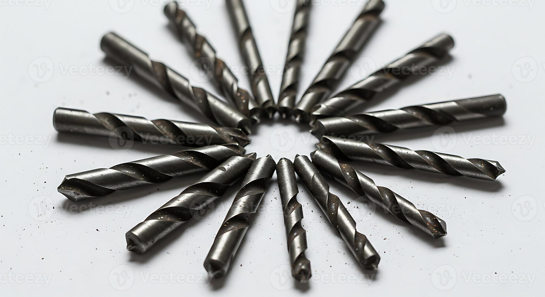 Arrangement of Metal Drill Bits on White Surface photo