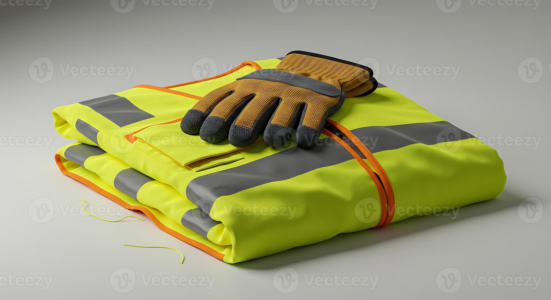 Folded Safety Vest with Glove on Grey Surface photo