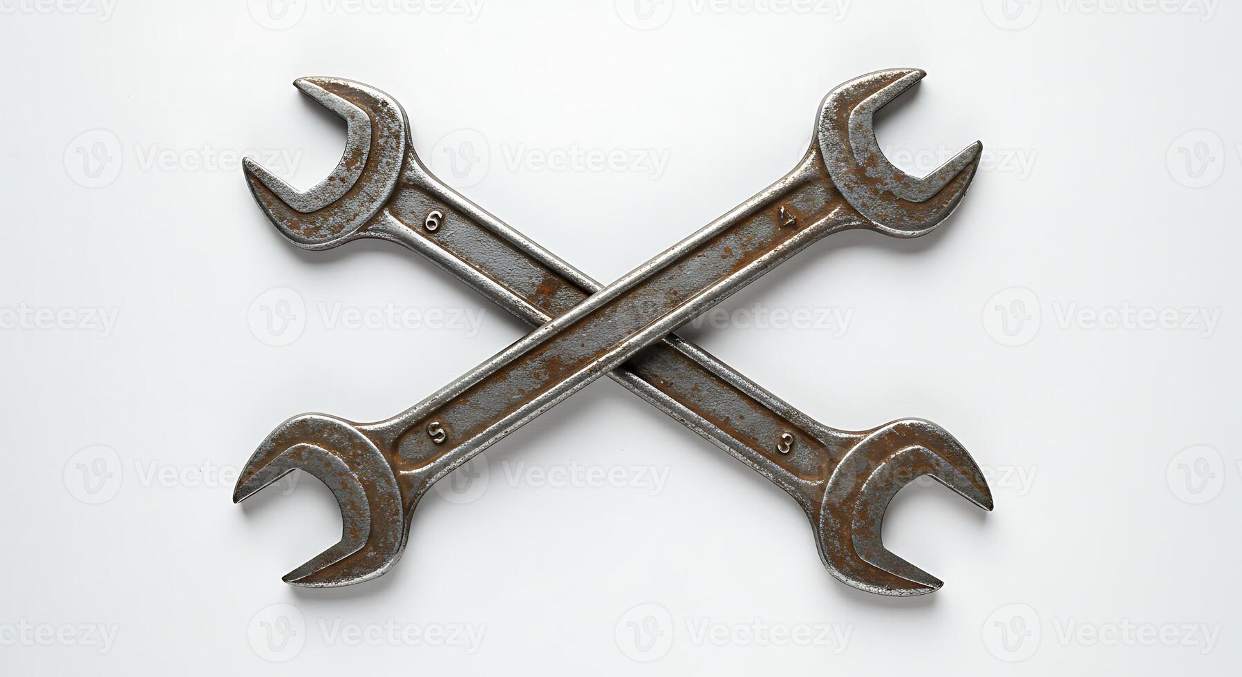 Crossed Wrenches Tool on White for Repair or Maintenance Concepts photo