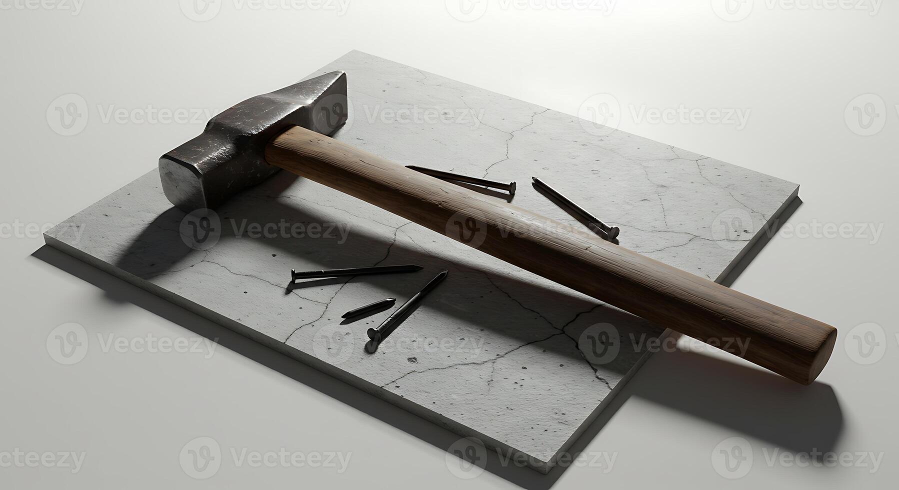 Hammer and Nails on Concrete Surface Still Life photo