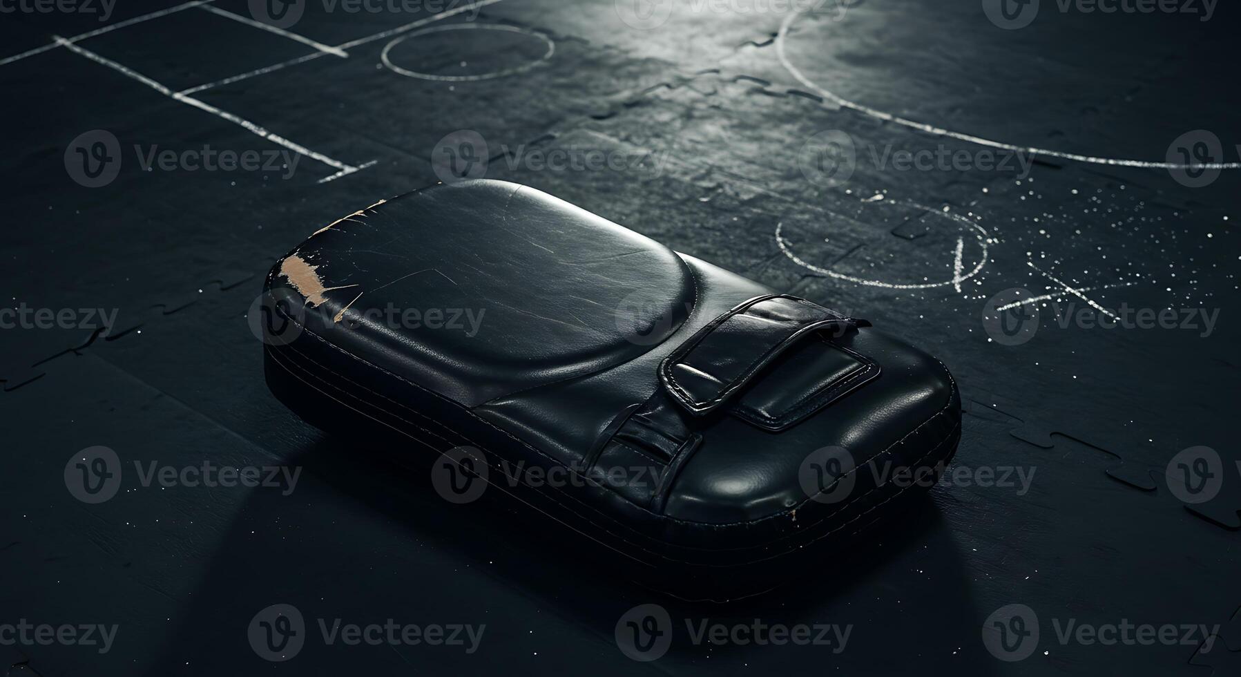 Focus Pad on Training Gym Floor in Dark Moody Lighting photo