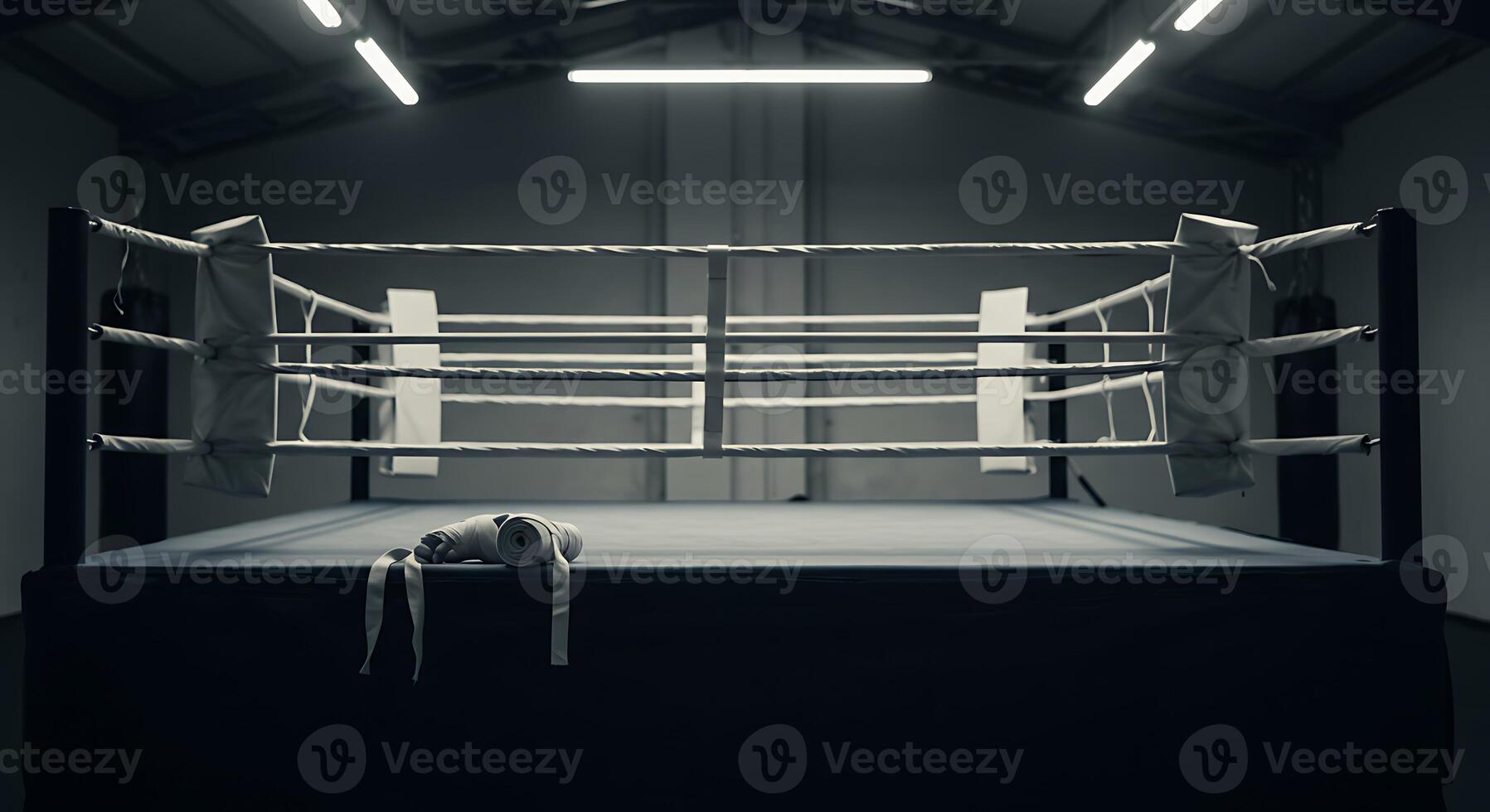 Empty Boxing Ring with Wraps Ready for a Fight photo
