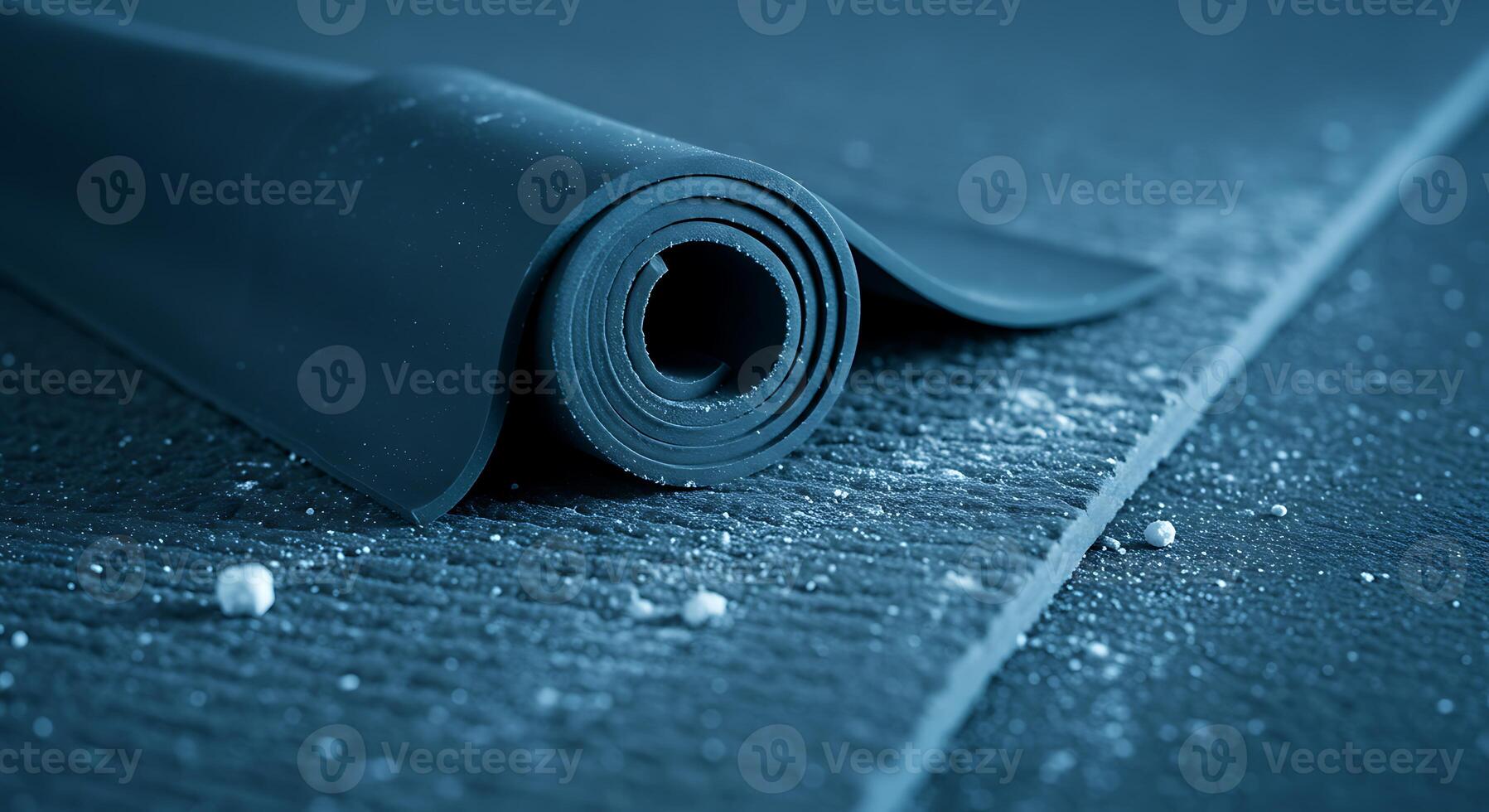 Unrolling Dark Material Sheet on Textured Surface Close Up photo