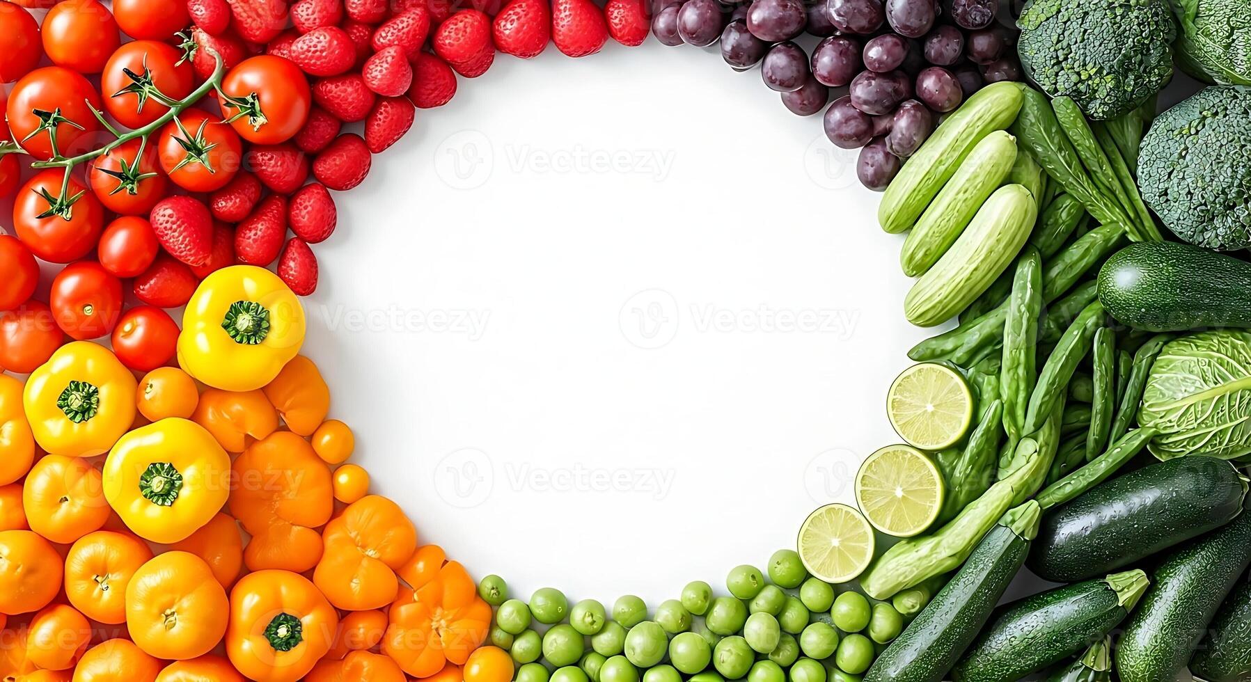 A circle of vegetables arranged in a circle photo