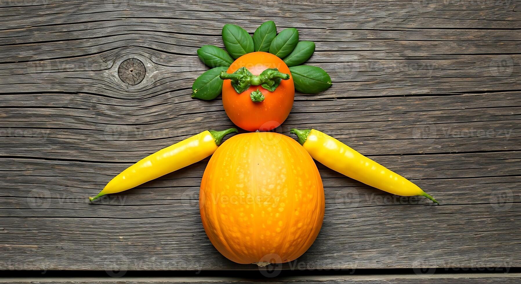 A vegetable is made into a person photo